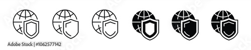 globe icon set. contain internet protection, web protection, global protection icon. vector illustration