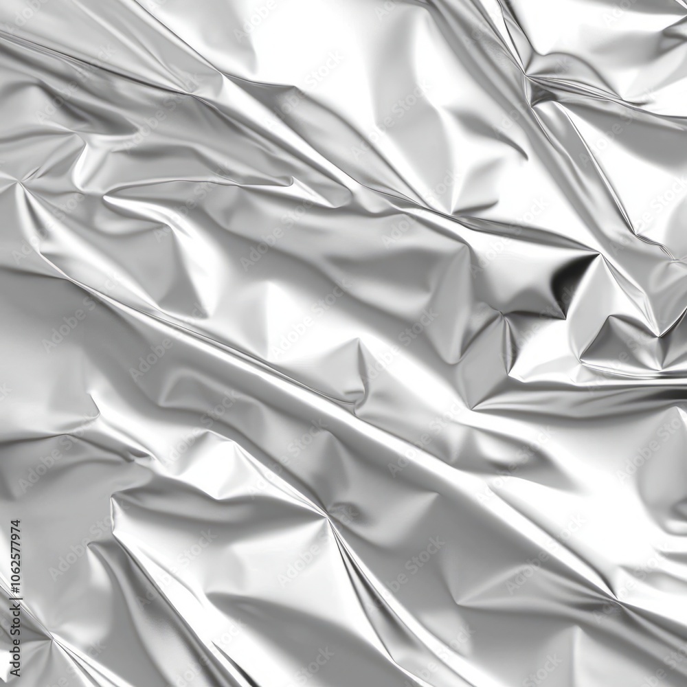 Obraz premium Abstract silver background with crumpled shiny surface.