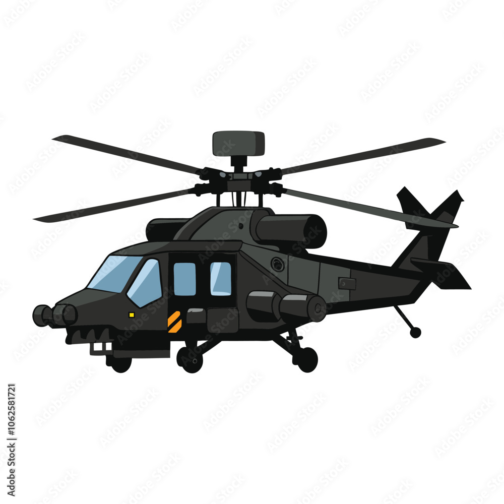 Fototapeta premium black war helicopter vector white background