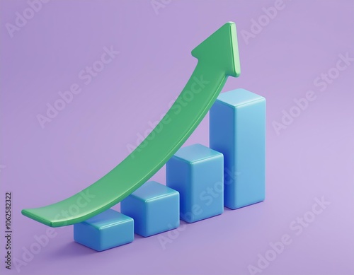 Free Download A green arrow pointing upward over a blue bar graph - GFXLoad
