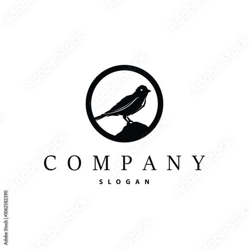 Black silhouette bird logo concept design simple vintage bird lover illustration template photo