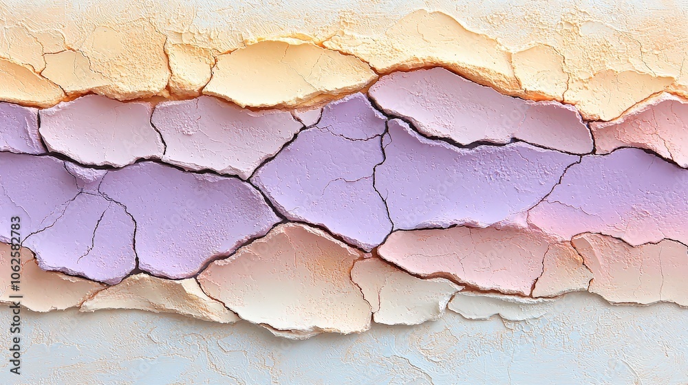 Fototapeta premium Abstract Cracked Texture Background Pastel Colors Layered Design