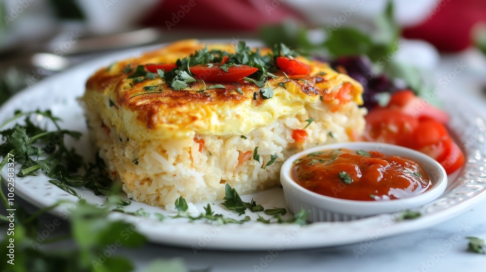 Deliciously Plated Dish of Fried Rice Delight Deliciously Plated Dish of Fried Rice Delight