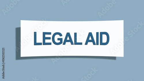 Legal aid. A card isolated on blue background. photo