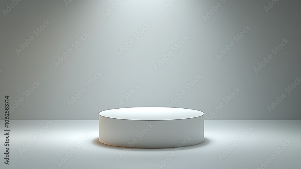 Fototapeta premium White Cylindrical Platform on a White Background