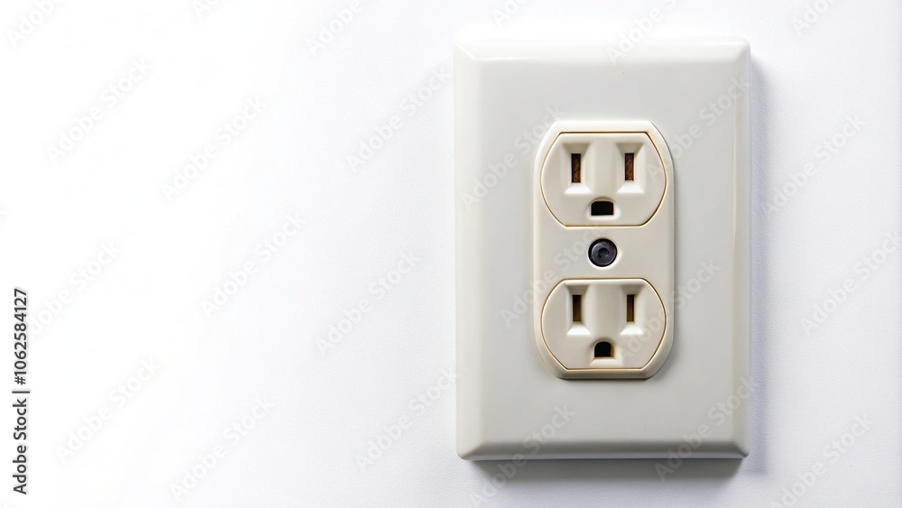 Wide-angle electrical plug outlet on white background Wide-angle electrical plug outlet on white background