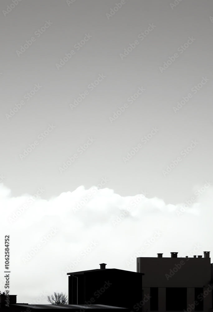 monochromes buildings with fog with copy space monochromes buildings with fog with copy space