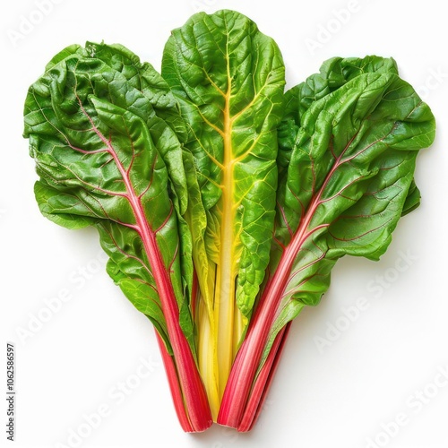 Colorful green and red leafy vegetable in a bundle. photo