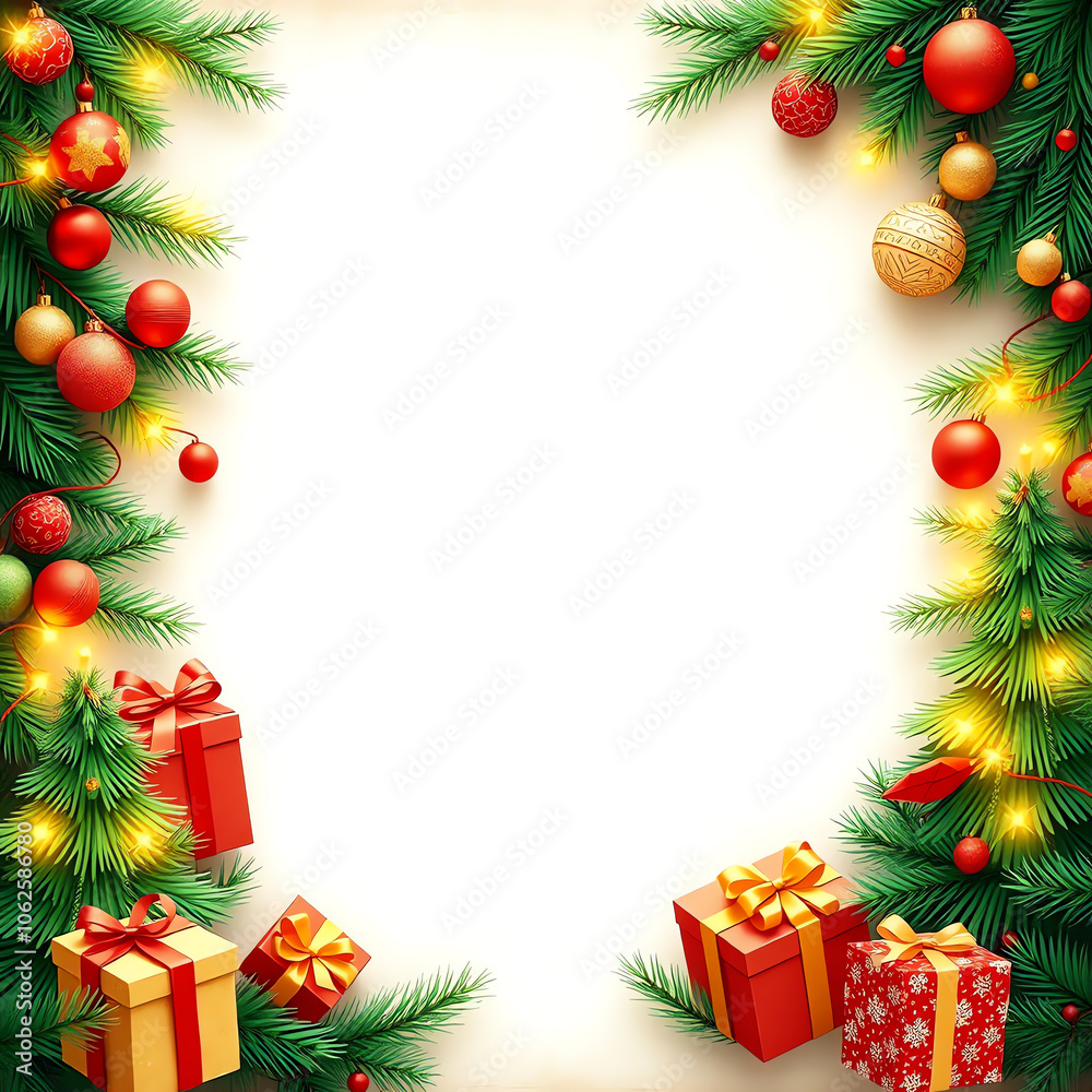 A copy space letter template with a christmas festive border illustration A copy space letter template with a christmas festive border illustration