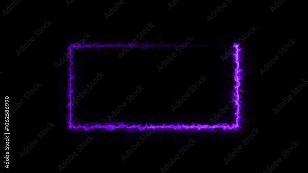 Bright neon fire red and purple effect rectangle frame Loop background, neon color looped animation of fluorescent ultraviolet light