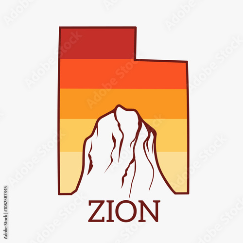 Zion National Park in Utah State with vintage style perfect for print, apparel, sticker, etc