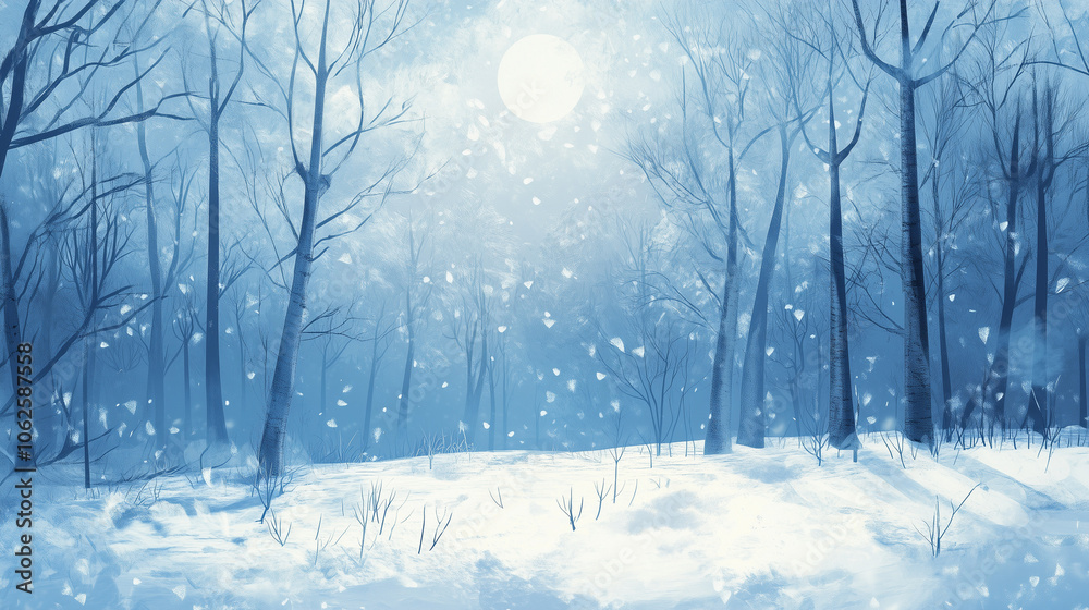 Fototapeta premium 雪に覆われた冬の林