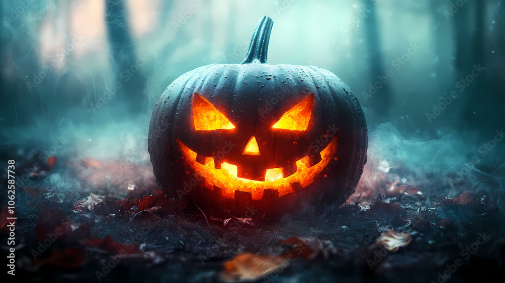 Naklejka premium Halloween Jack-o’-lantern in the forest