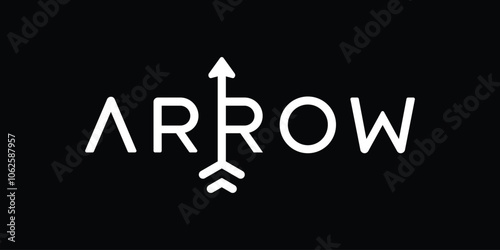 Arrow Text Logo, Typographic Design Vector Template.