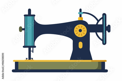 Old sewing machine isolated on white background
