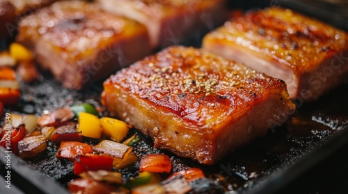 Sizzling Pork Belly with Colorful Vegetables