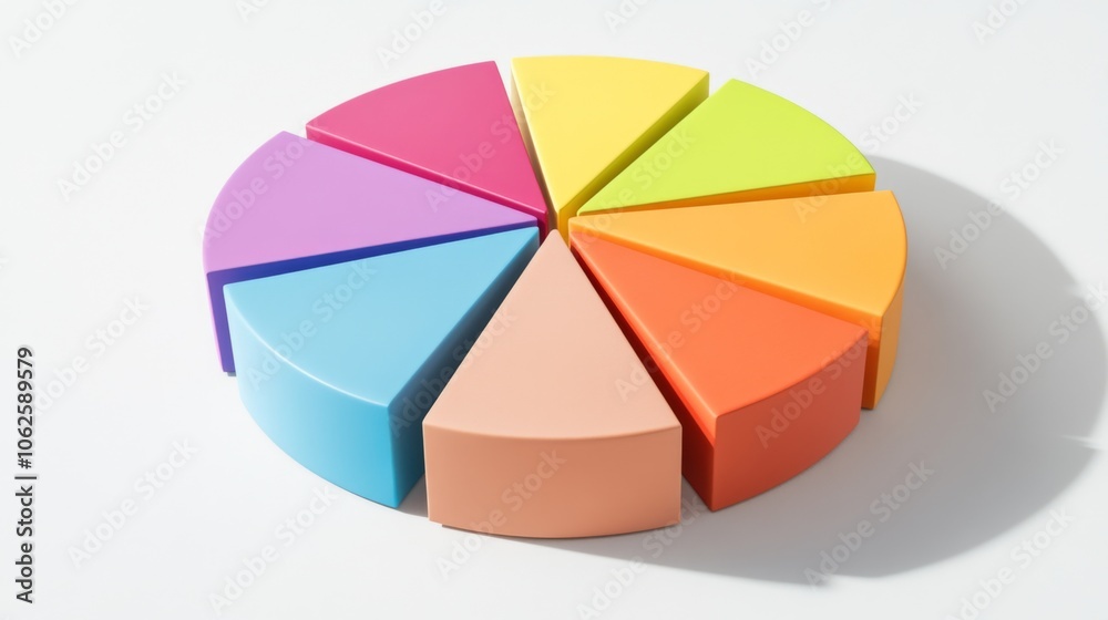 Fototapeta premium Colorful 3D Segmented Pie Chart Display
