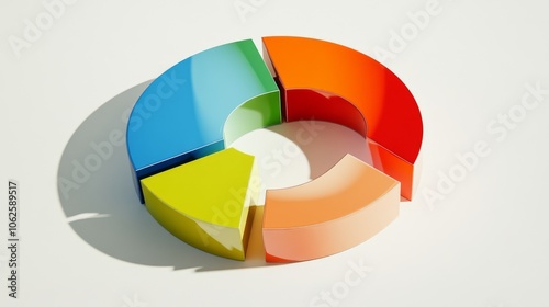 Colorful 3D Segmented Pie Chart Visualization