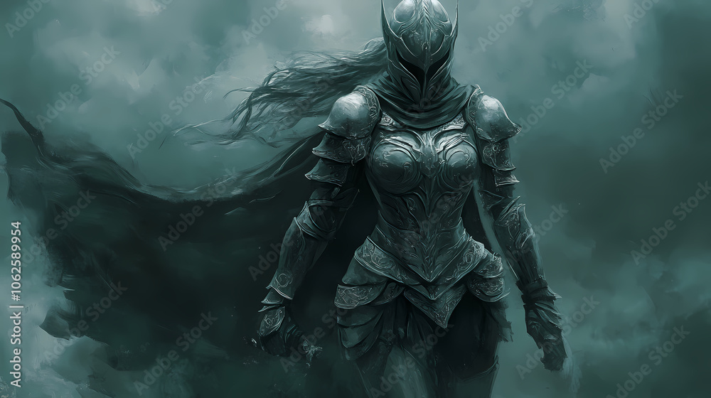 Naklejka premium Woman armor. 3d illustration of female warrior armoring in fantasy style. Dark Elf Warrior. Illustration