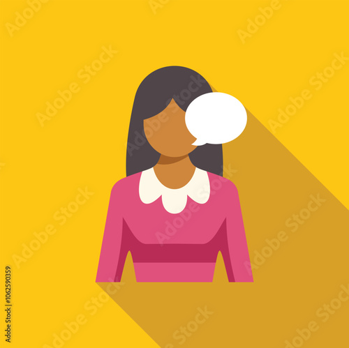 Communicating woman with speech bubble, conveying ideas, thoughts, and conversations in a simple yet impactful visual