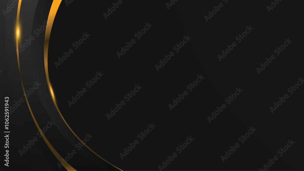 Fototapeta premium Abstract luxury black and gold wavy shape background wallpaper illustration