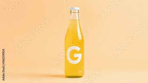 Sparkling Grape Juice Bottle on Beige Background