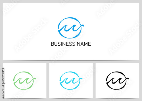 Wave Ocean Outline Brush Strokes Logo Design