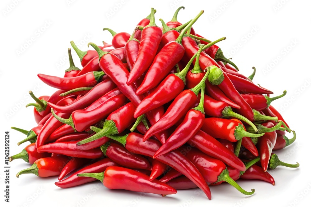 Hanoi Red Peppers Vietnamese Chili Pile On White Background - Rule of Thirds Photography Hanoi Red Peppers Vietnamese Chili Pile On White Background - Rule of Thirds Photography