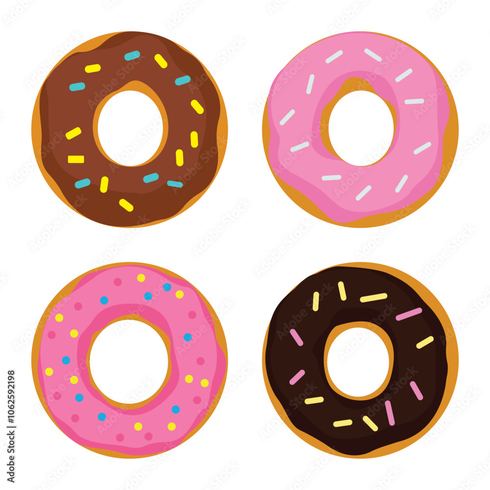 Fototapeta premium Collection of Doughnut Donut Delicious Sweet Food with Topping