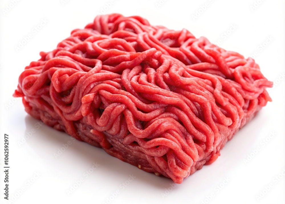 High-quality food photography: detailed minced beef against white. High-quality food photography: detailed minced beef against white.