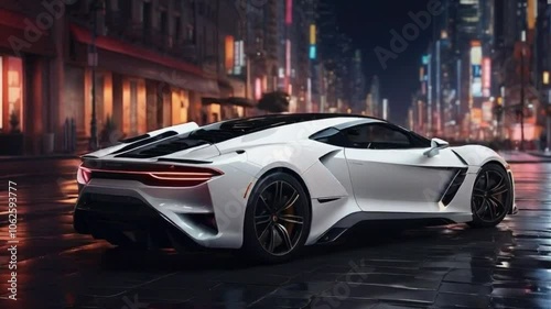 Wallpaper Mural sports car on city street camera movement to the side Torontodigital.ca