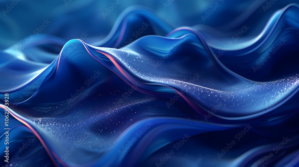 Obraz premium Abstract Blue Wavy Background with Sparkle
