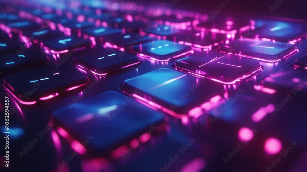 Fototapeta premium Neon Keyboard Close-up