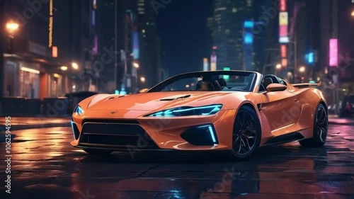 Wallpaper Mural sports car on city street camera movement to the side Torontodigital.ca