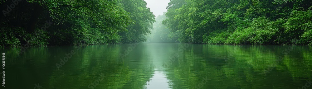 Tranquil River Through Lush Forest Nature Scenery Peaceful Water Green Trees Reflectio Tranquil River Through Lush Forest Nature Scenery Peaceful Water Green Trees Reflectio