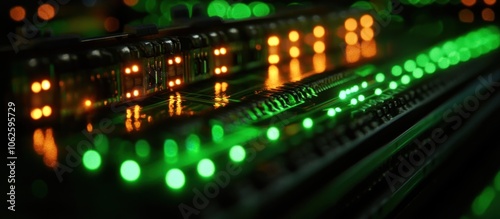 Close-Up of Luminous Circuit Board