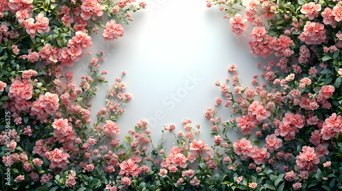 Pink Flowers Bloom in a White Background - 4K Loop Animation