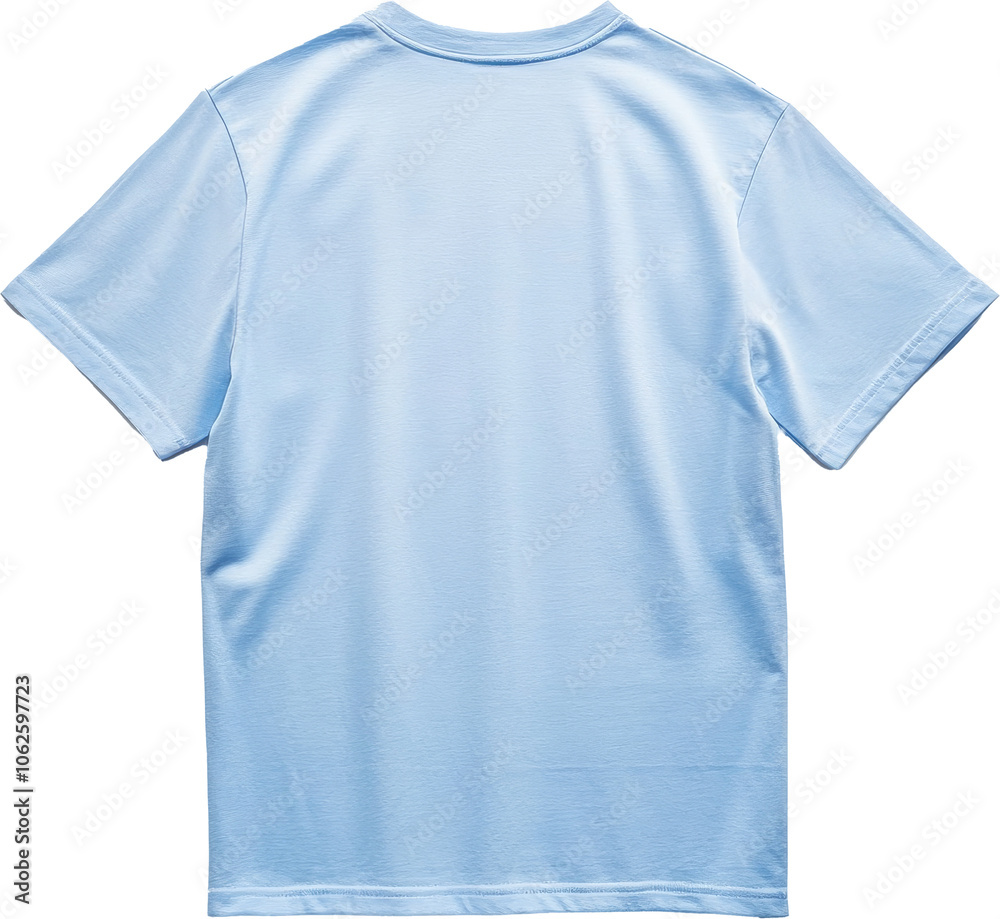 Light blue t-shirt on transparent background, casual clothing concept Light blue t-shirt on transparent background, casual clothing concept