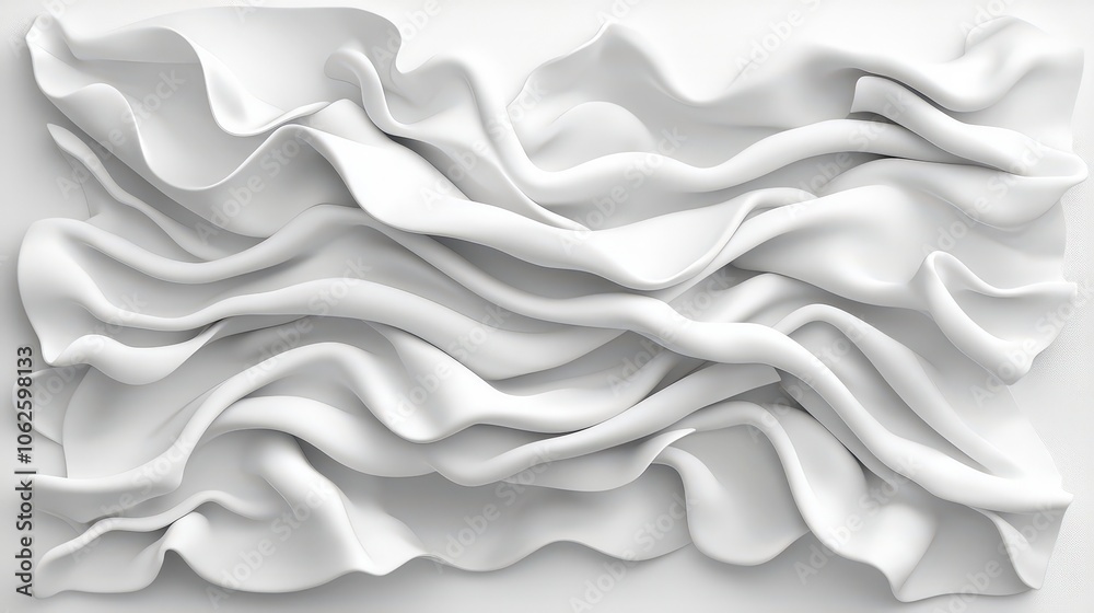 Obraz premium Abstract White Fabric Drapes Soft Flowing Elegant Texture Background