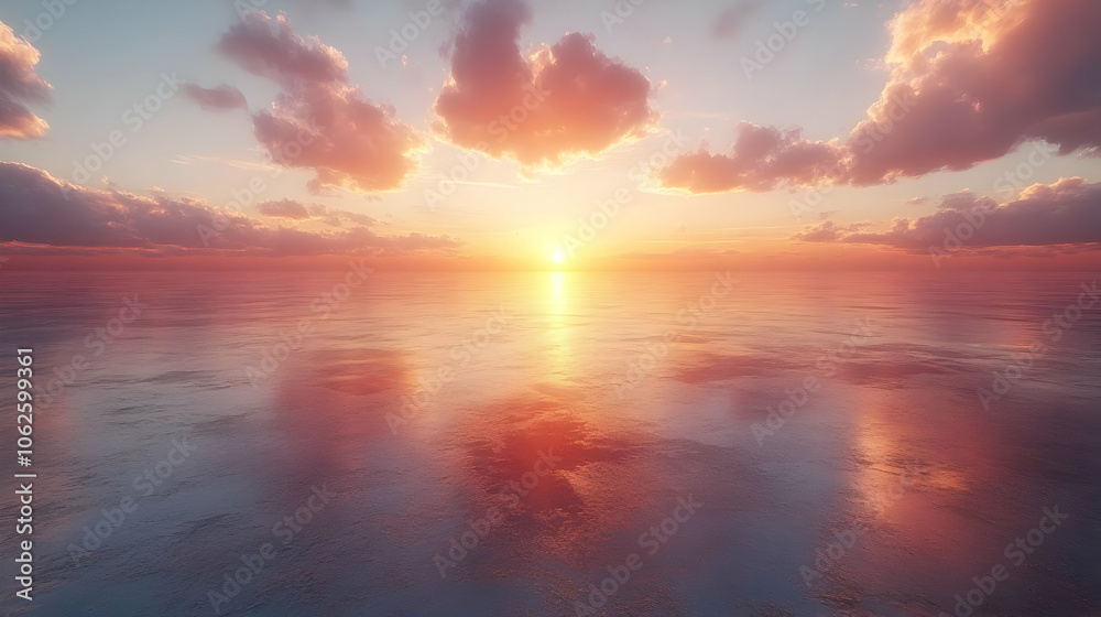 Sunset Over the Ocean, Digital Illustration Sunset Over the Ocean, Digital Illustration