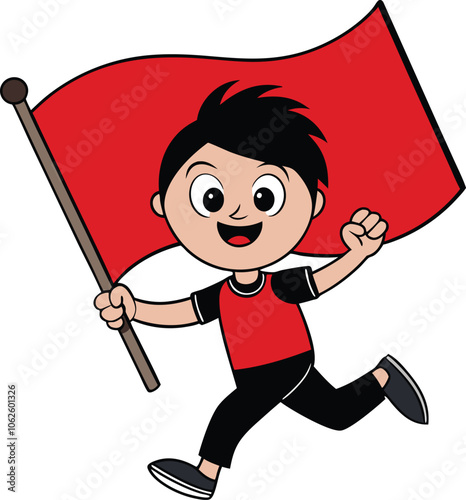 vector  child run in hand albania flag independence day