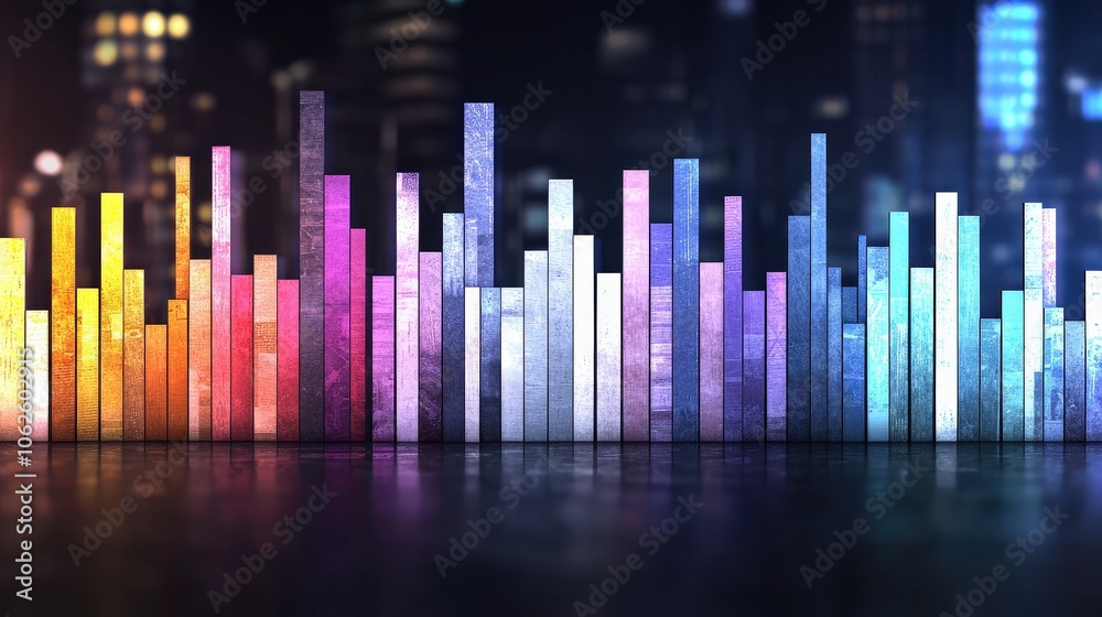 Abstract Colorful Bar Chart Graphic Design Technology Data Growth Cityscape Backgroun Abstract Colorful Bar Chart Graphic Design Technology Data Growth Cityscape Backgroun