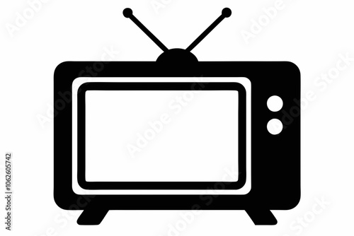 television silhouette vector, tv icon symbol, old television silhouette	
