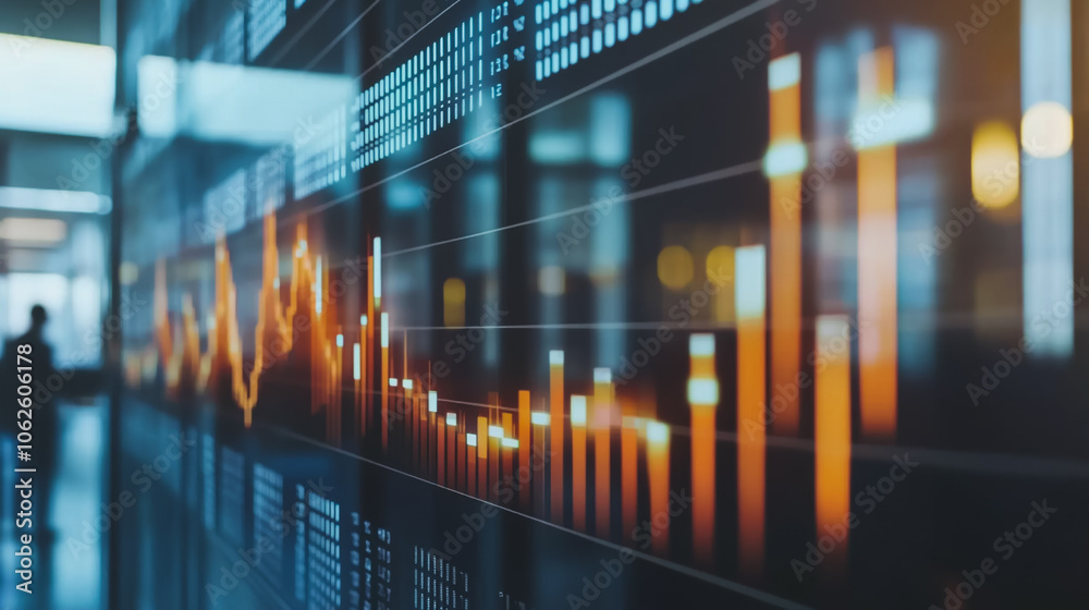 charts and graphs with statistics to innovation analyze business potential and forecast future development of companies growth.