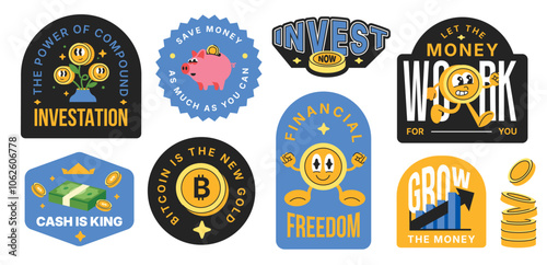Business and financial badge. Patch retro trendy money element collection. Modern quote financial