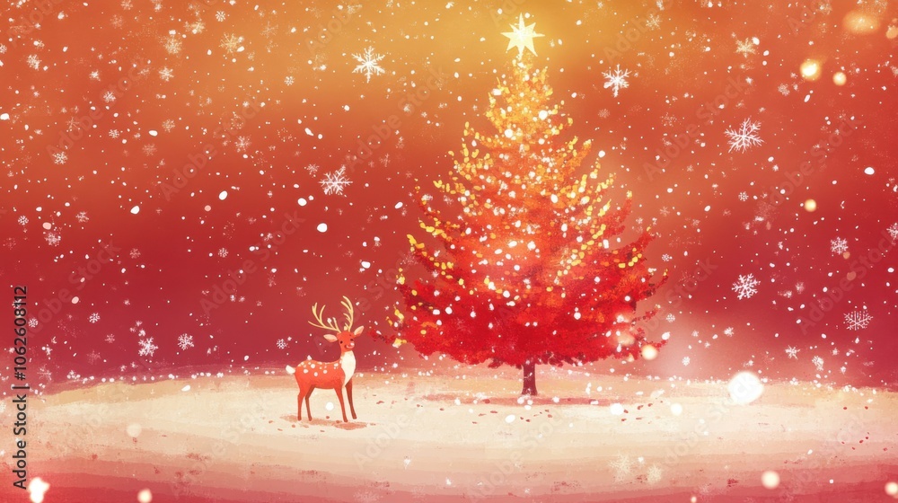 Christmas tree deer greeting card Christmas tree deer greeting card