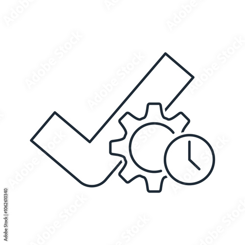 Successful experience. Diagnostics and optimization. Vector linear icon isolated on white background.
