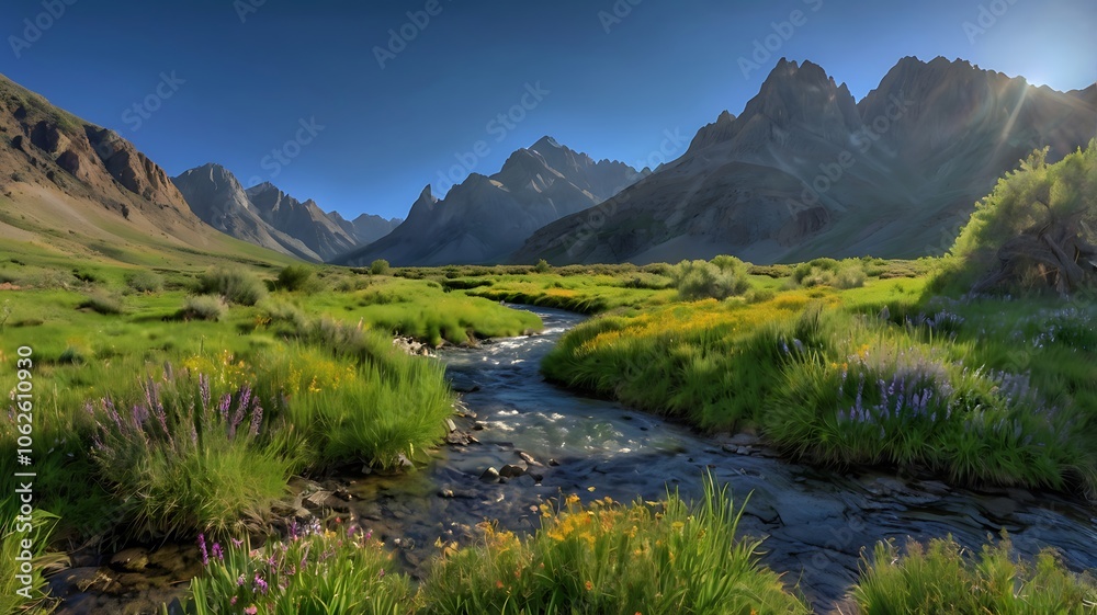 Lush Valley with Majestic Mountains Lush Valley with Majestic Mountains