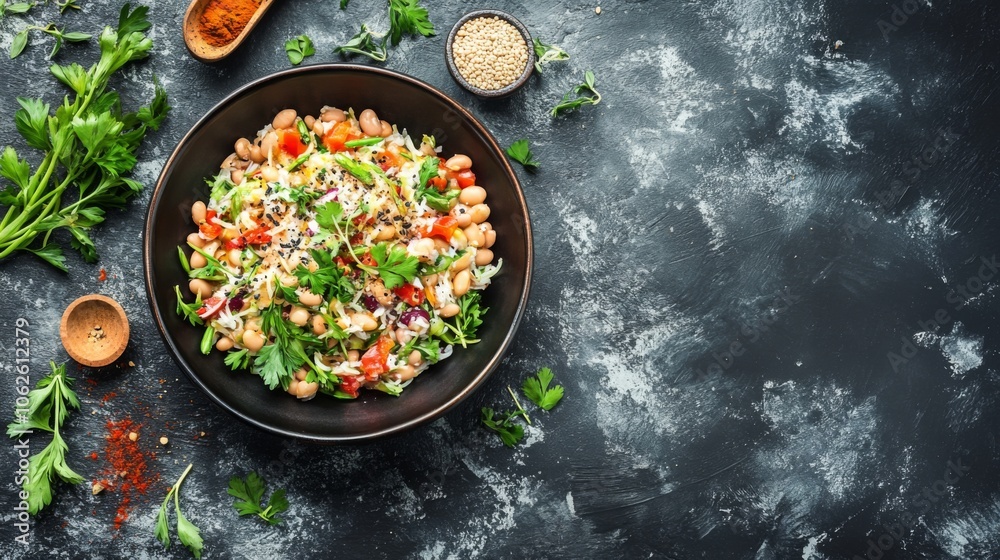 Vibrant Bowl of Mixed Beans with Fresh Ingredients Vibrant Bowl of Mixed Beans with Fresh Ingredients