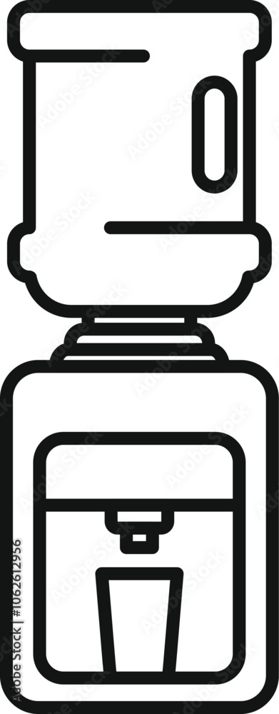 Water cooler dispensing water into cup line icon, hydration concept Water cooler dispensing water into cup line icon, hydration concept